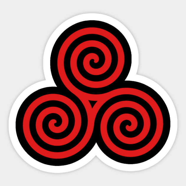 Red Triple Spiral Sticker by Celtic Morrigan